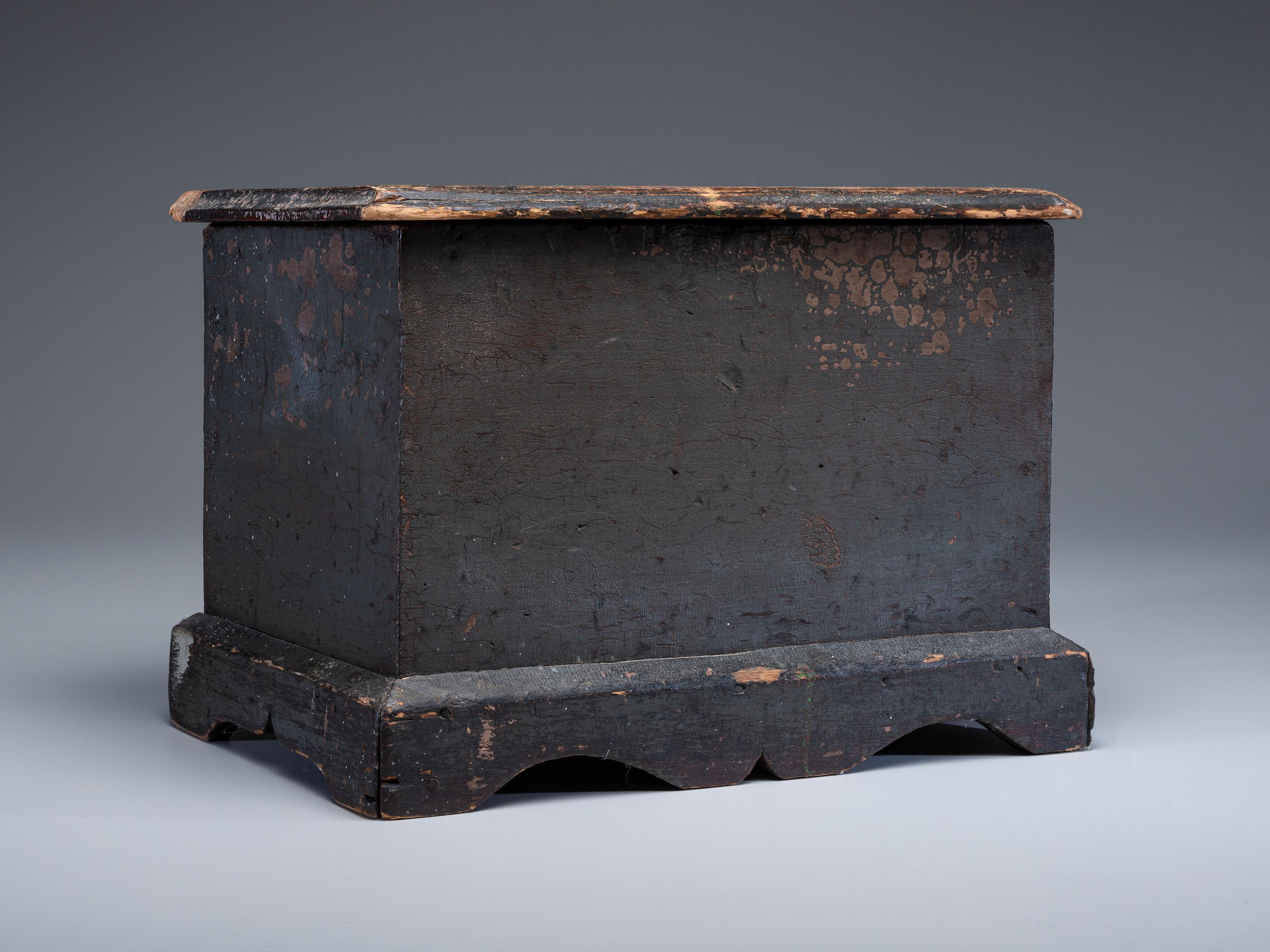 A Country Grayish Green Painted Pine Miniature Blanket Chest