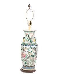A Chinese Export Famille Rose Porcelain Lamp