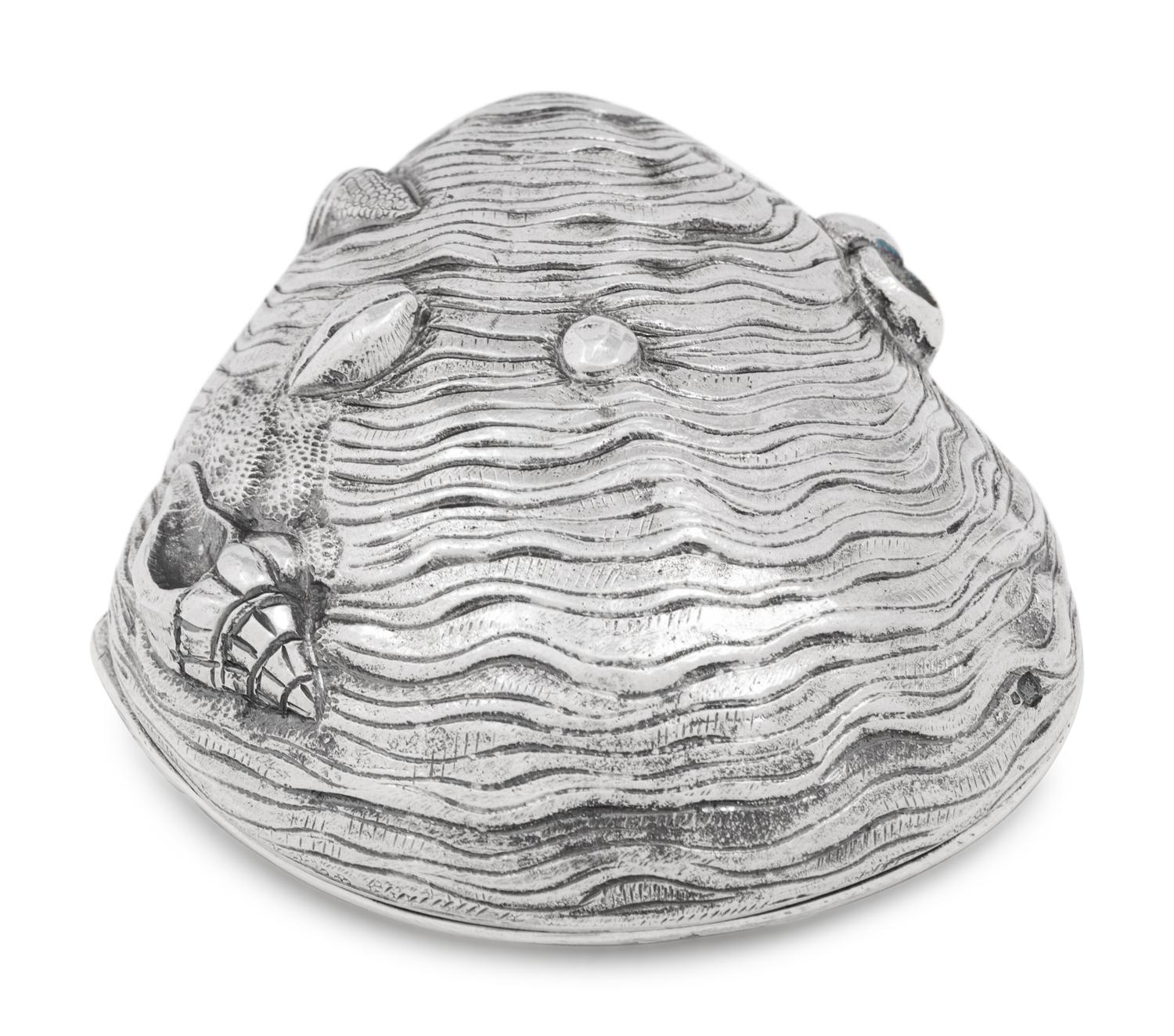 A Portuguese Silver and Silver Gilt Shell-Form Box