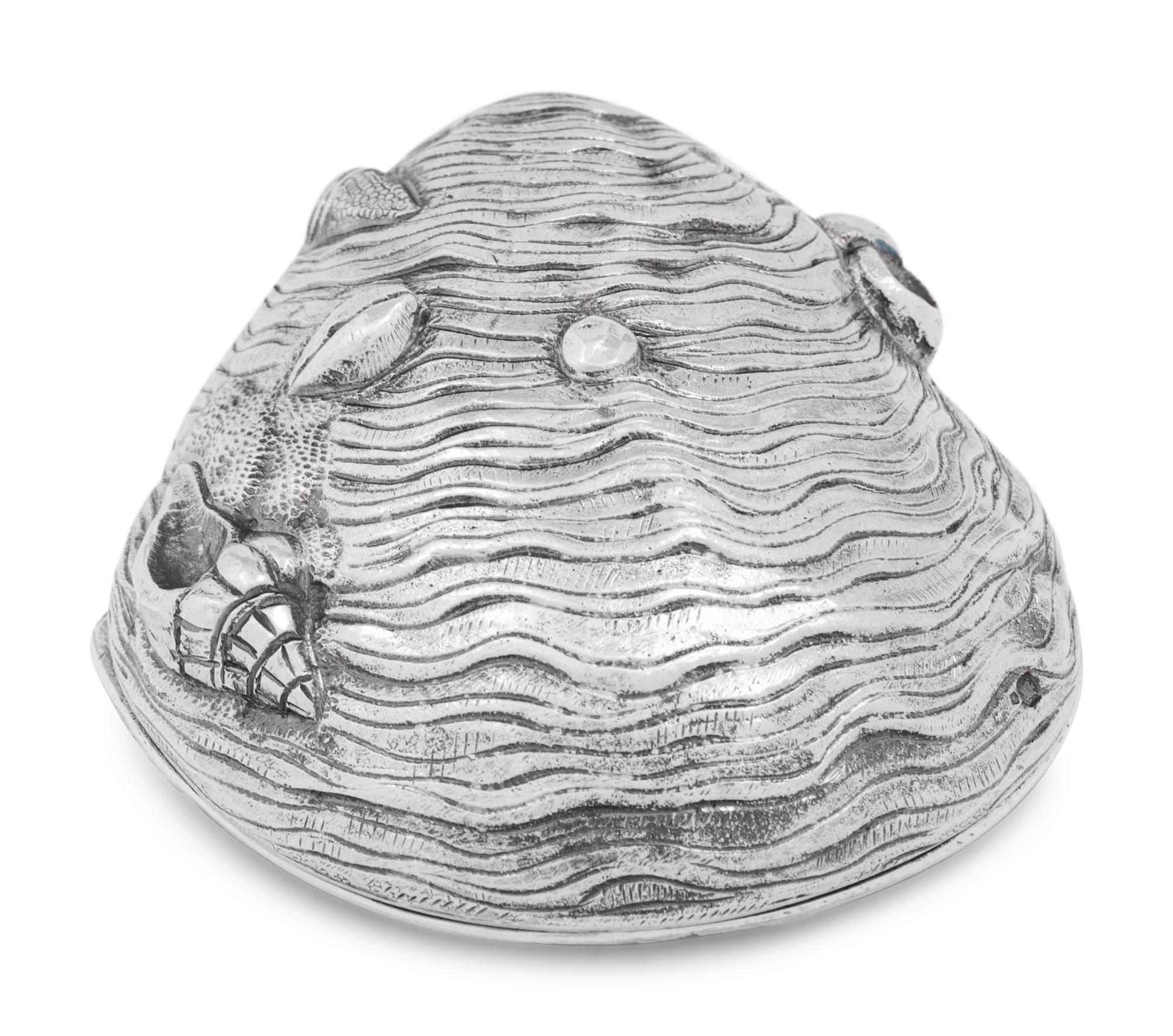 A Portuguese Silver and Silver Gilt Shell-Form Box
