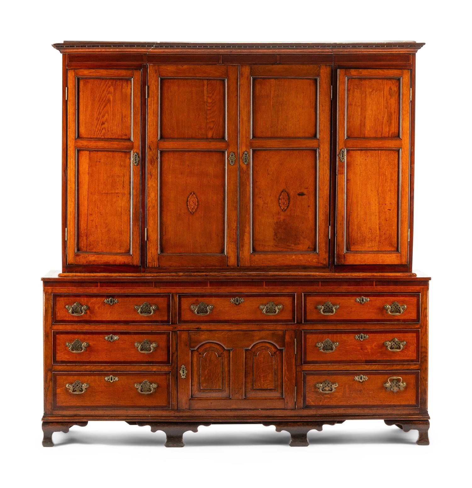 A George III Oak Two-Part Cabinet