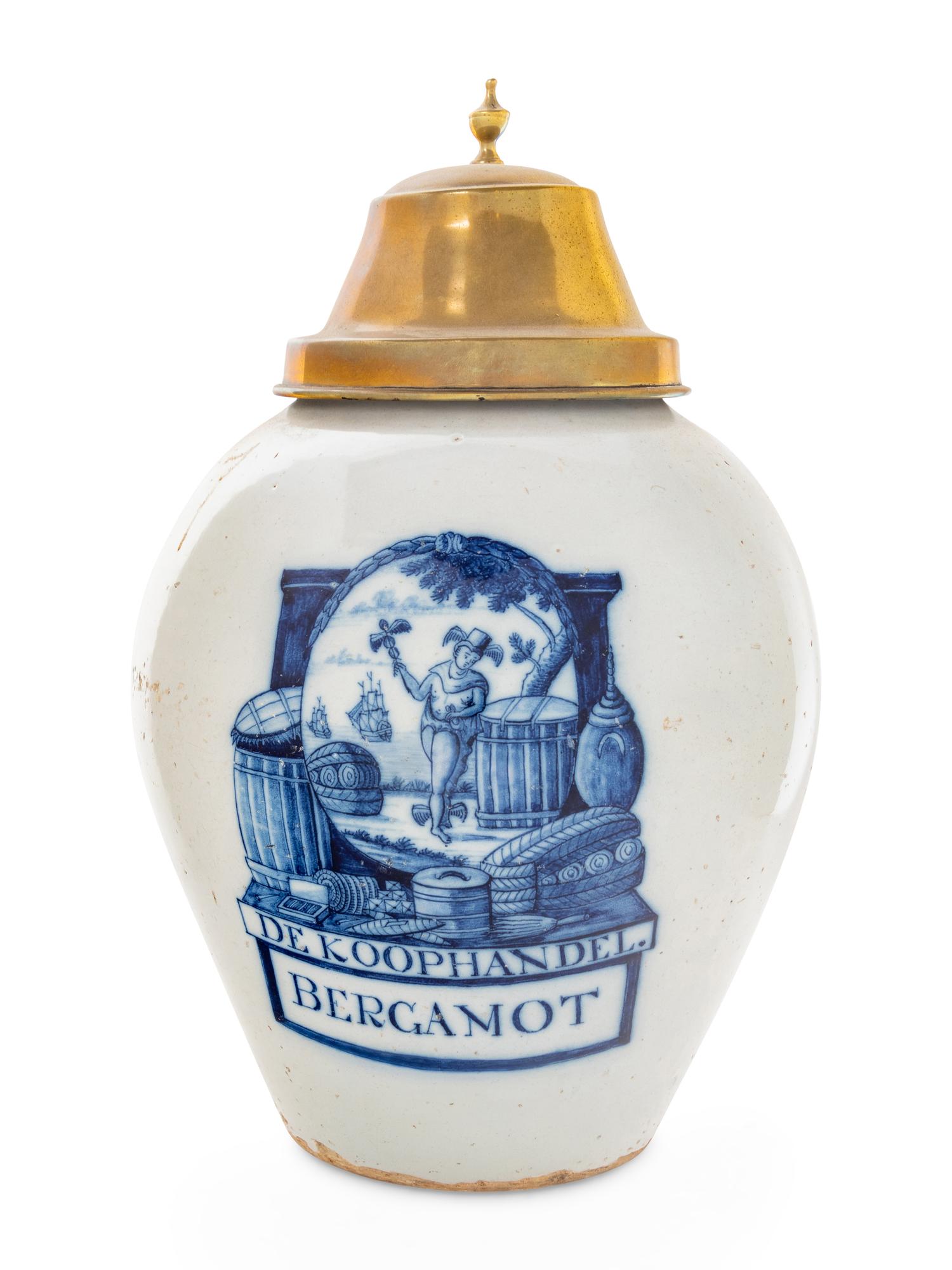 A Delft Blue and White Tobacco Jar