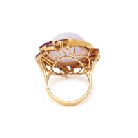 LAVENDAR JADE, RUBY AND DIAMOND RING