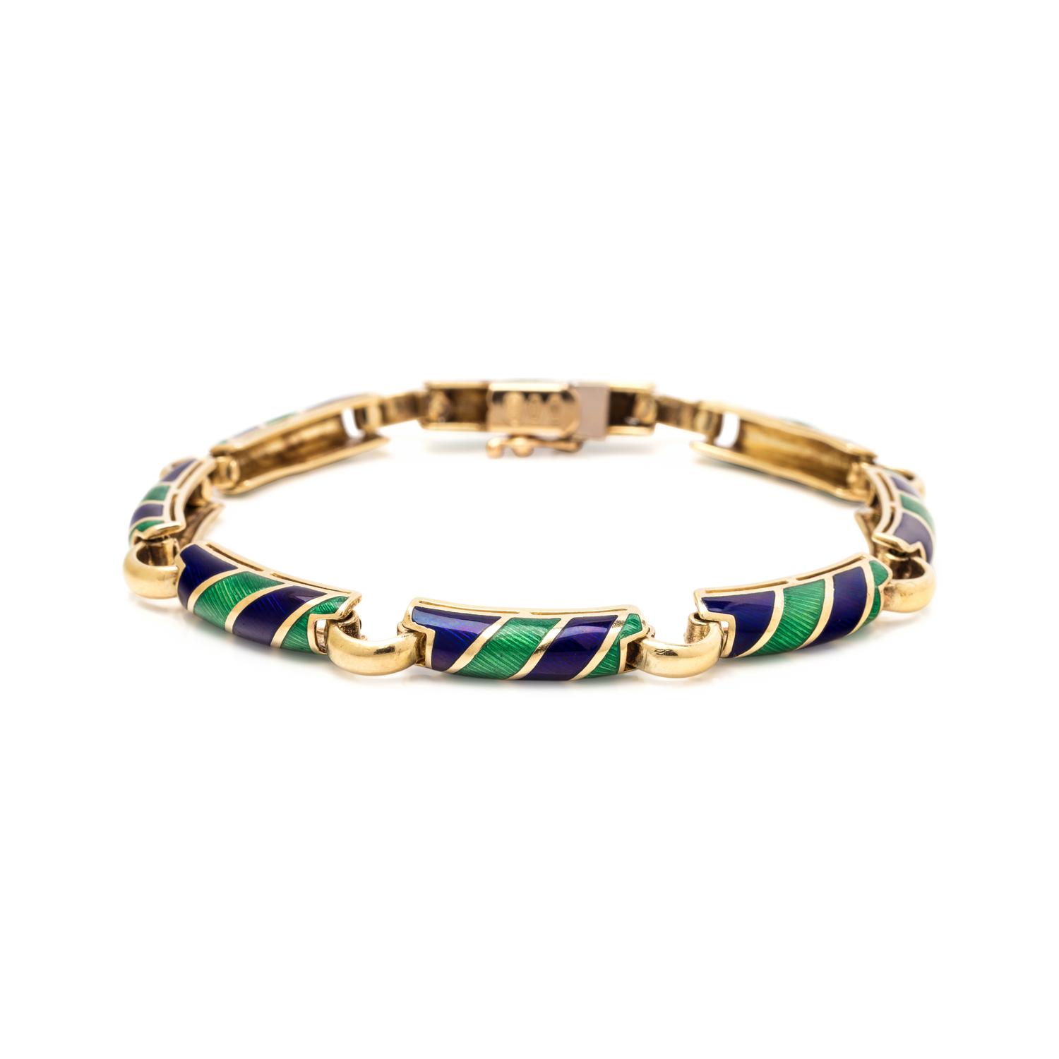 YELLOW GOLD AND ENAMEL BRACLET