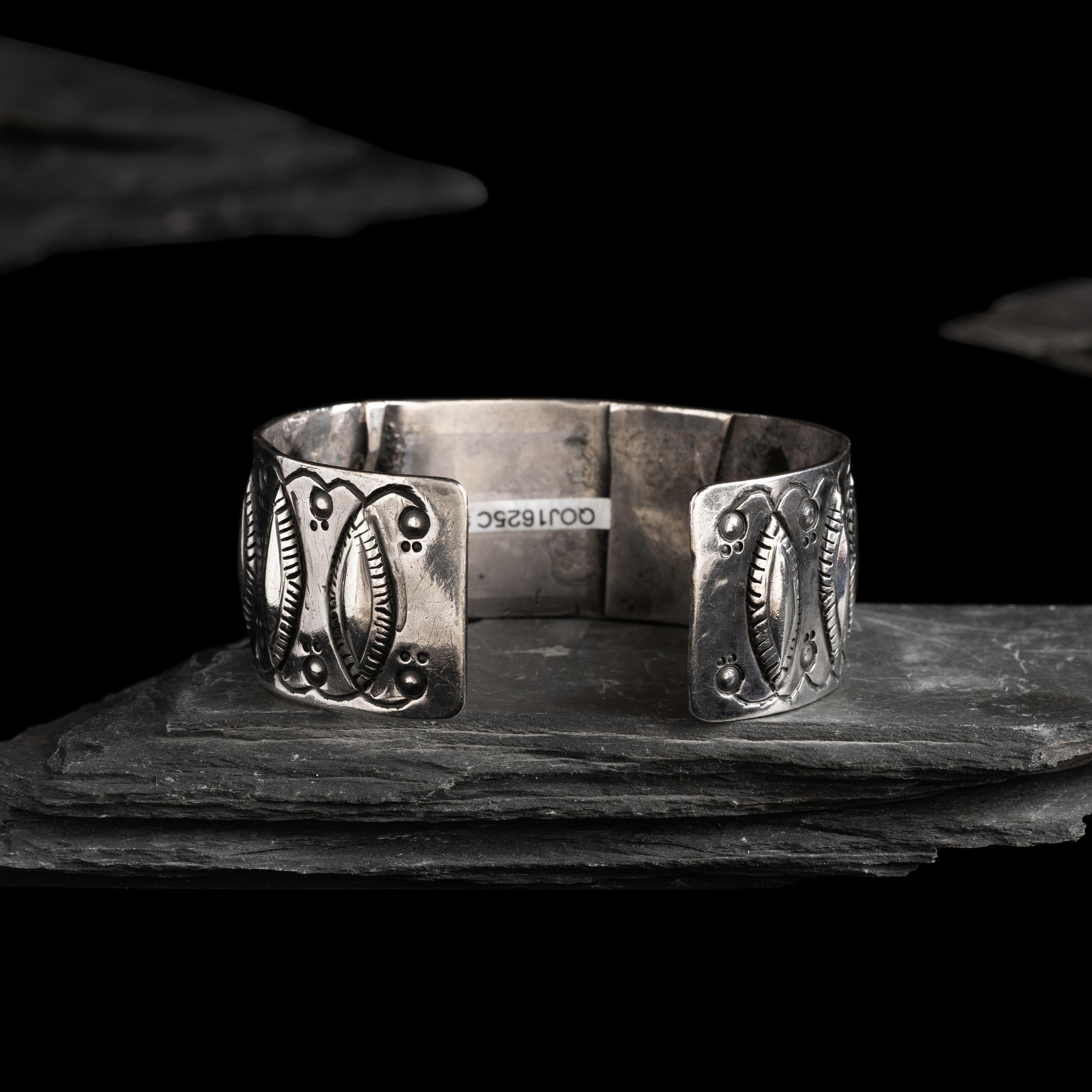 Early Navajo Ingot and Turquoise Cuff Bracelet
