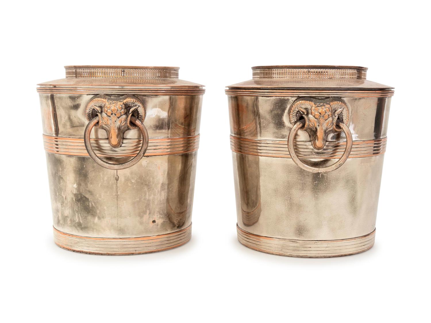 A Pair of Silver-Plate Champagne Buckets