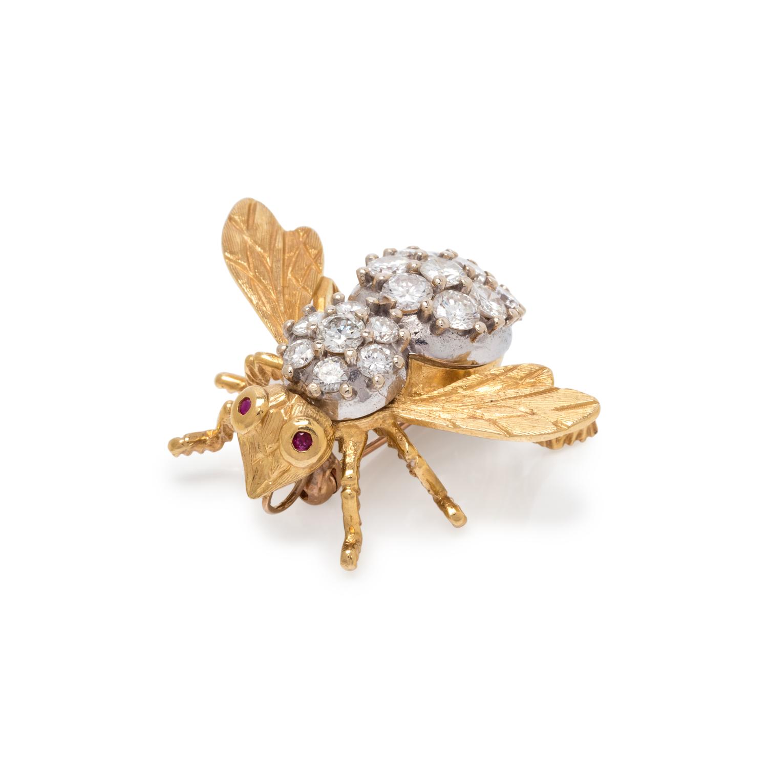 HERBERT ROSENTHAL, BICOLOR GOLD AND DIAMOND BEE BROOCH