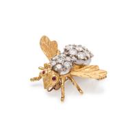 HERBERT ROSENTHAL, BICOLOR GOLD AND DIAMOND BEE BROOCH