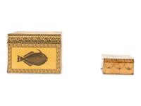 A Large Decoupaged Locking Document Box and a Painted Collaged Writing Box