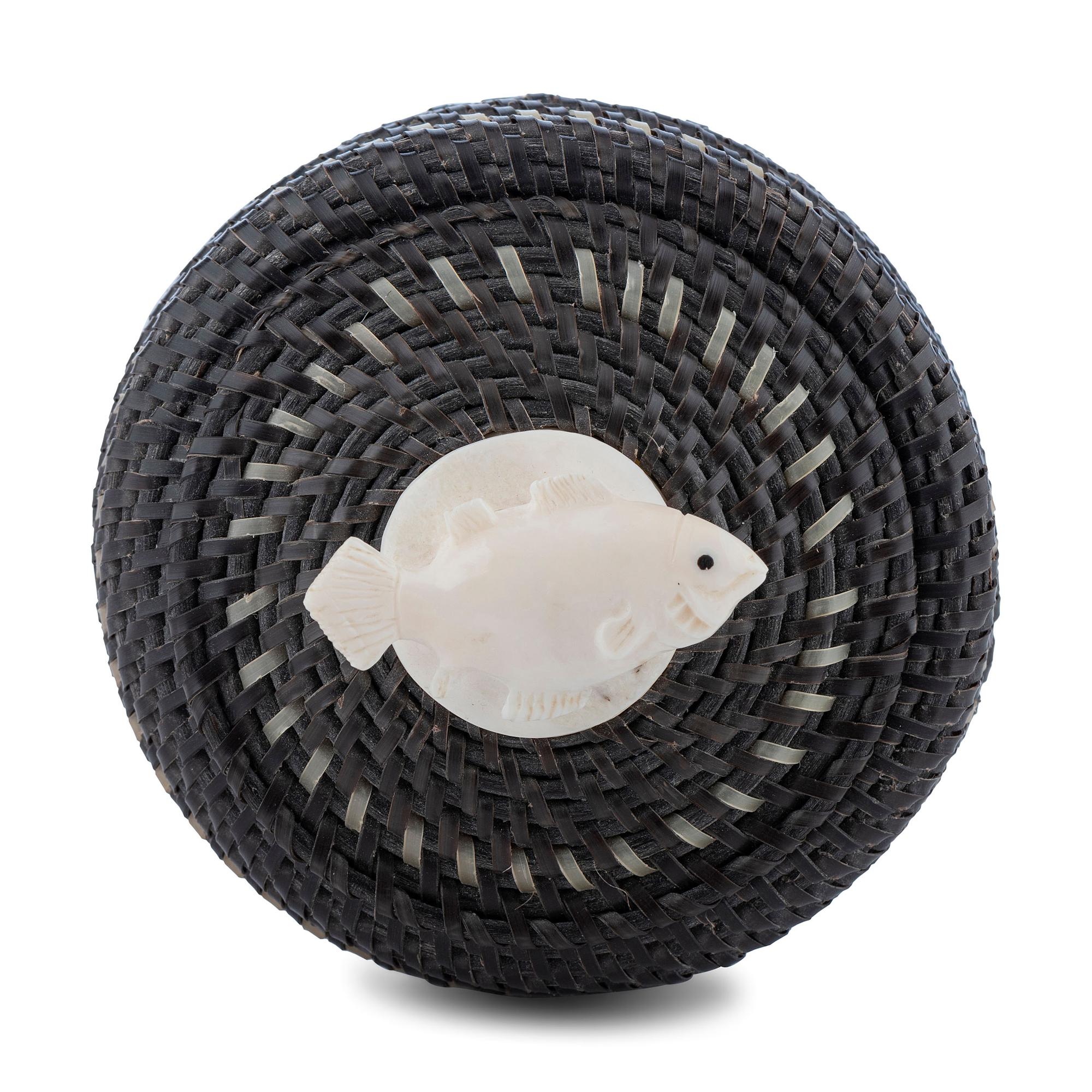 Baleen Basket, with Carved Salmon Finial