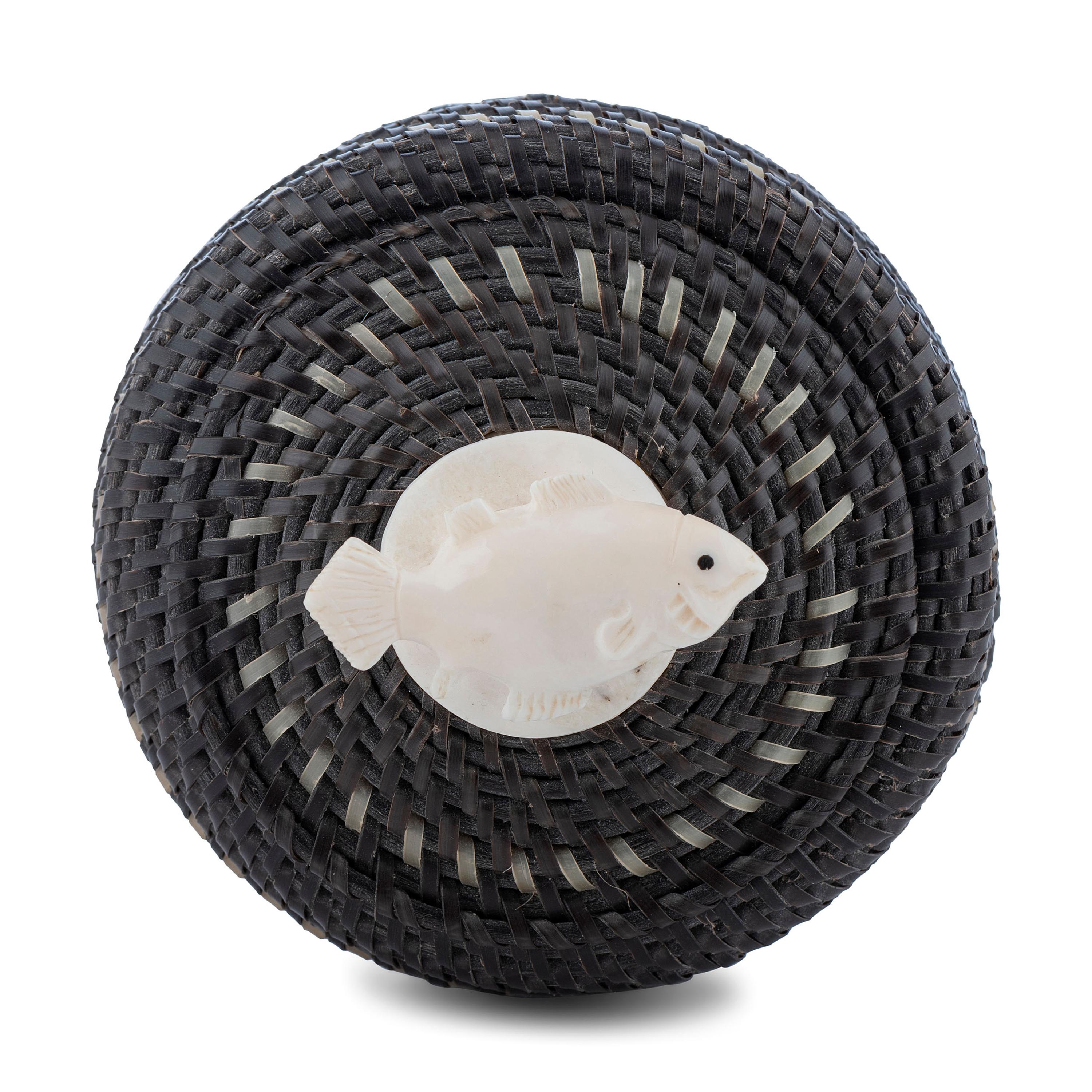 Baleen Basket, with Carved Salmon Finial