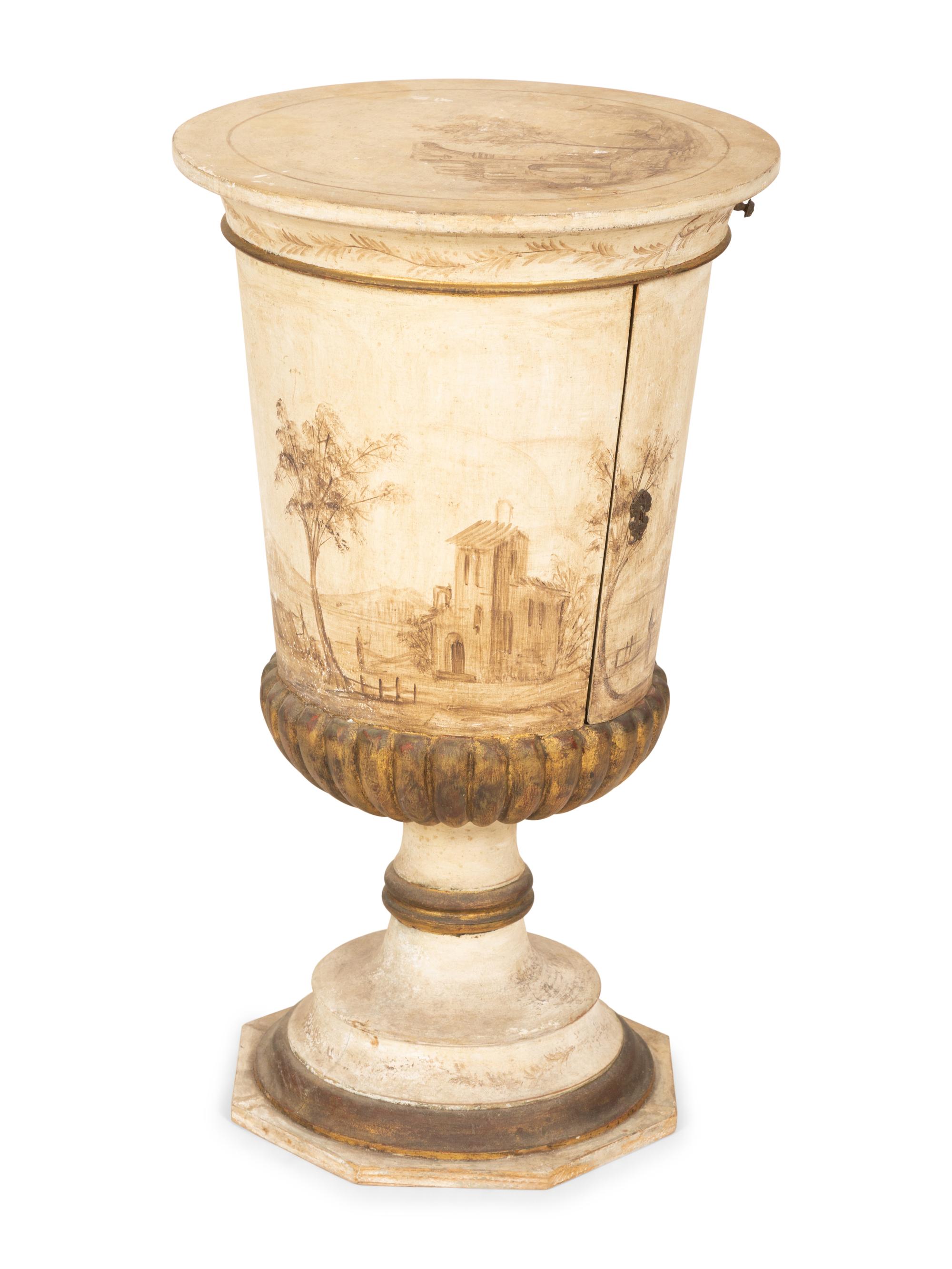 An Italian Neoclassical Painted Pedestal Cabinet