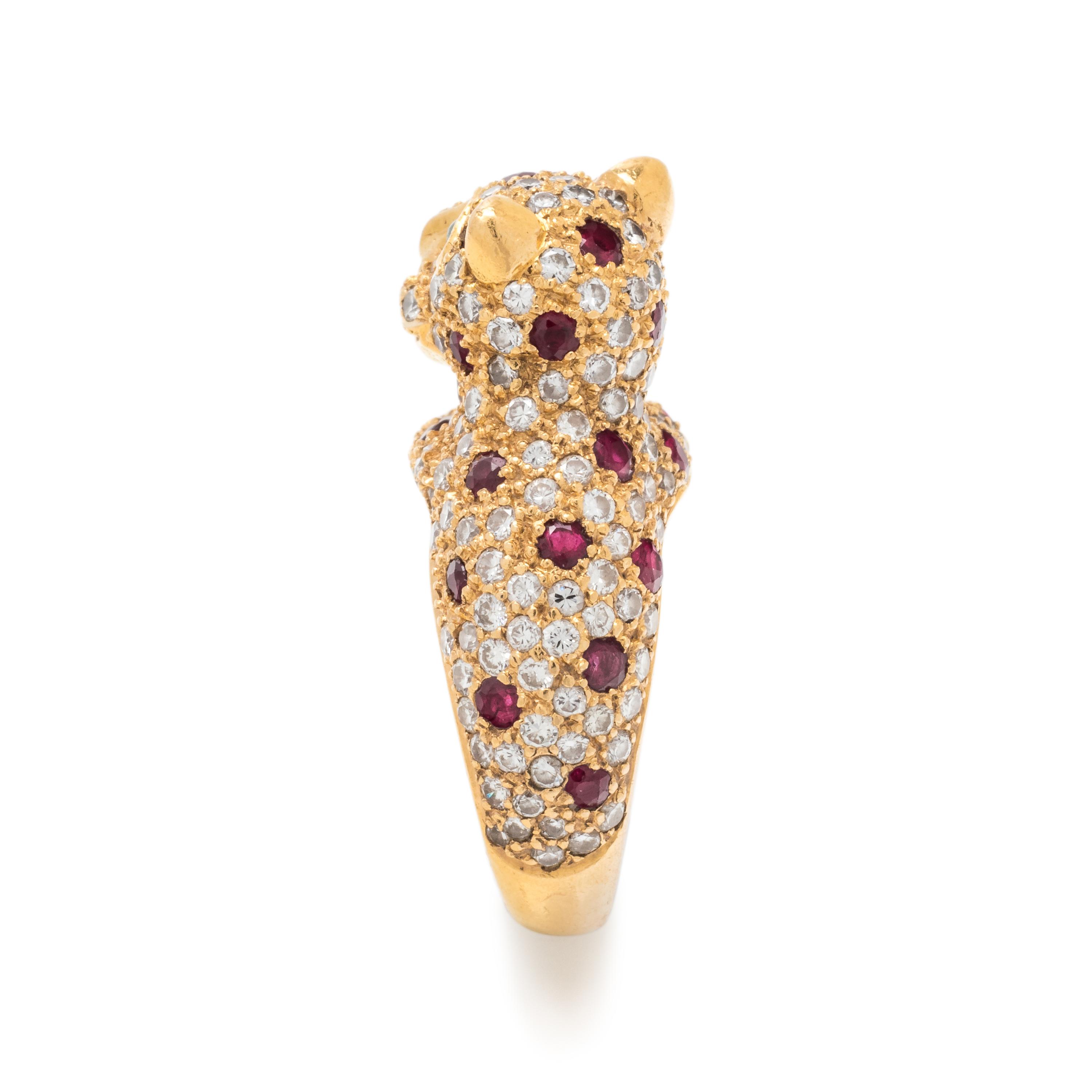 RUBY AND DIAMOND LEOPARD RING