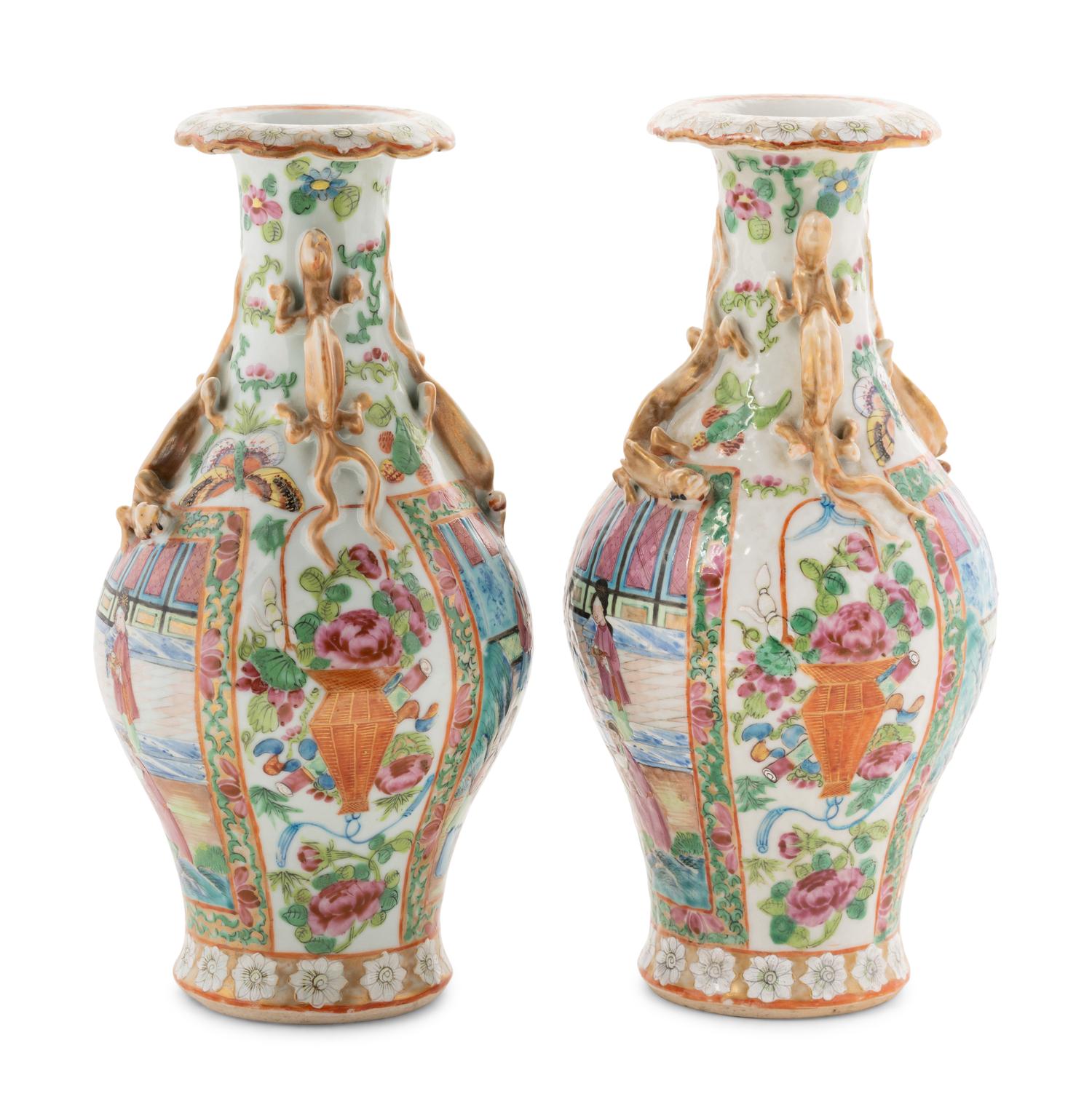 A Pair of Chinese Rose Medallion Porcelain Vases