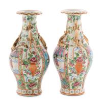 A Pair of Chinese Rose Medallion Porcelain Vases