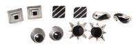 A Collection of Sterling Silver and Onyx Earclips, 66.80 dwts.