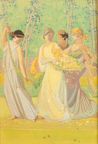 Percy Albee, (American, 1883-1954), Flower Bearers - Scheme of Feast Before Athens, 1914