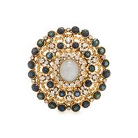 STAR SAPPHIRE, DIAMOND AND SAPPHIRE BROOCH