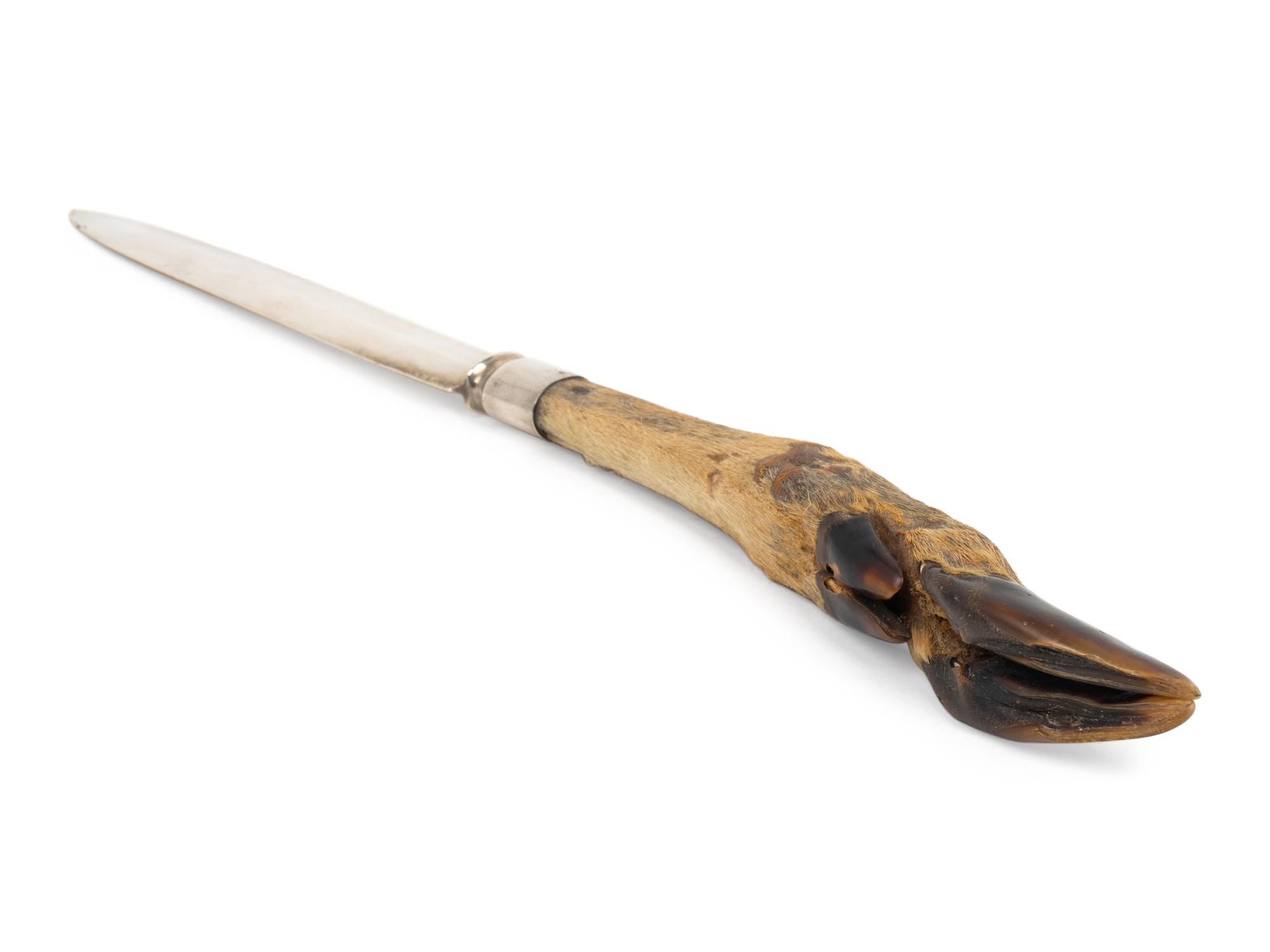 An American Silver Bladed Knife with Deer's Hoof Handle — 20TH CENTURY