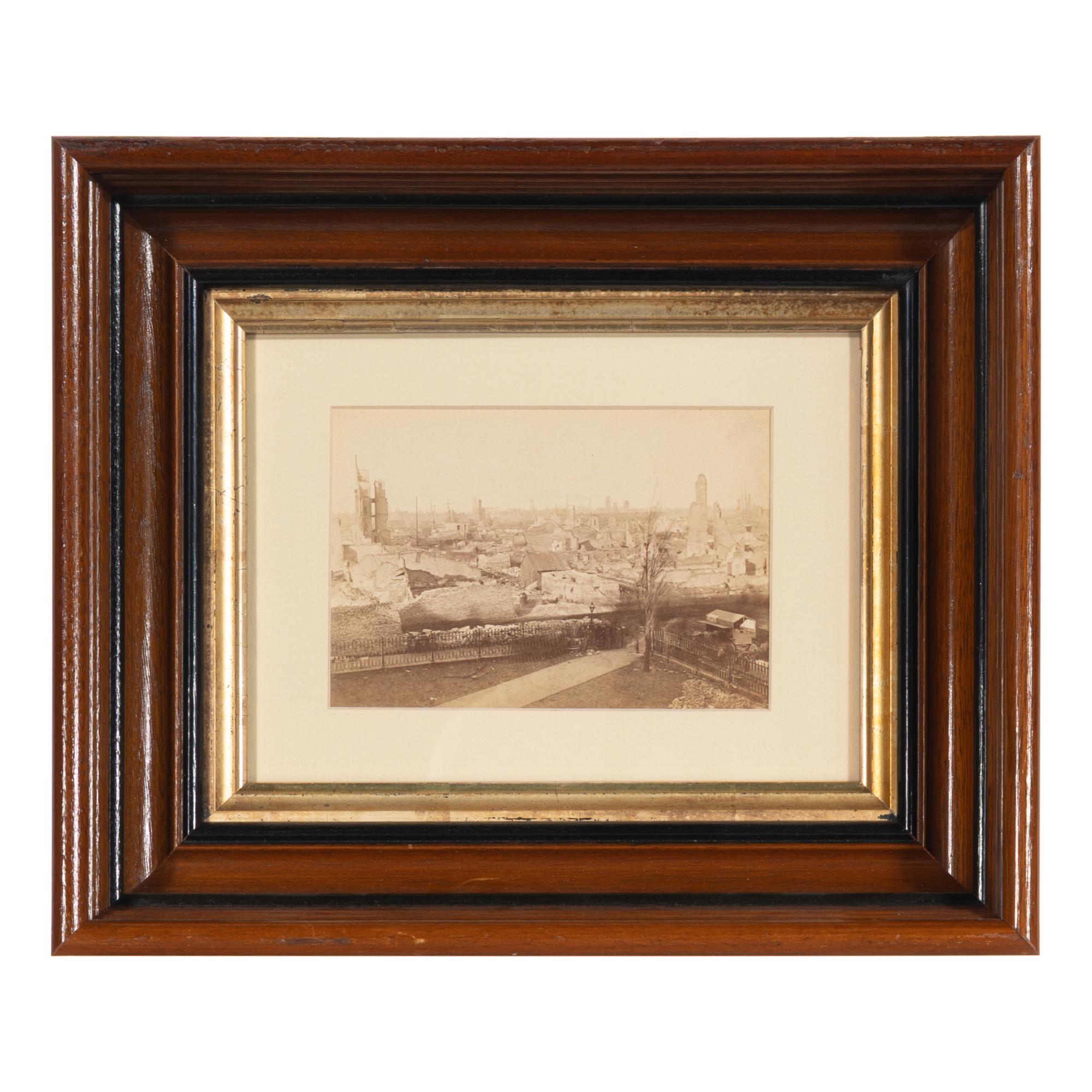 [Chicago Fire]. A group of 7 albumen prints taken before and after the 1871 Chicago Fire, comprising: