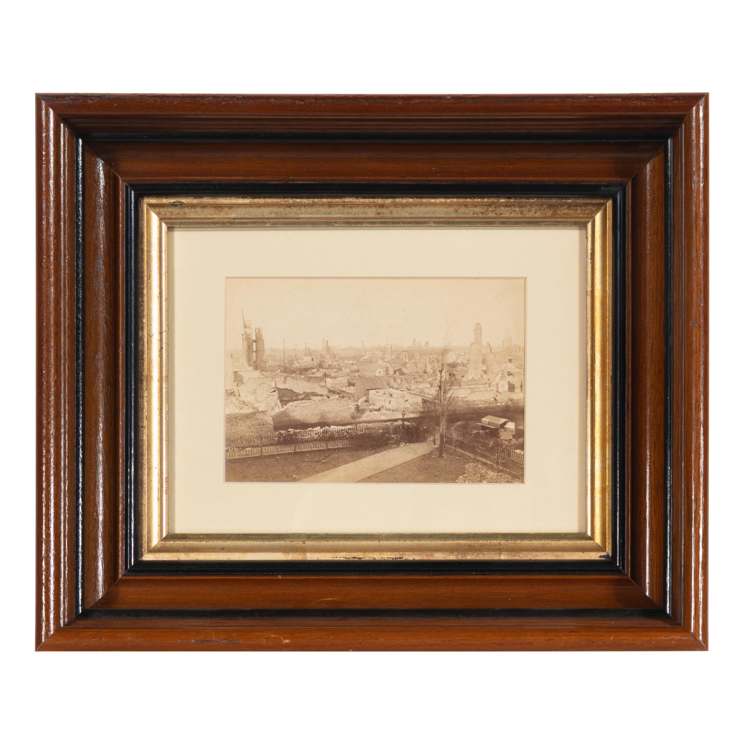 [Chicago Fire]. A group of 7 albumen prints taken before and after the 1871 Chicago Fire, comprising: