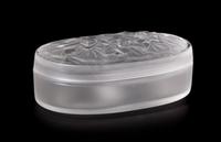 A Lalique Frosted Glass Box, Width 6 1/2 inches.