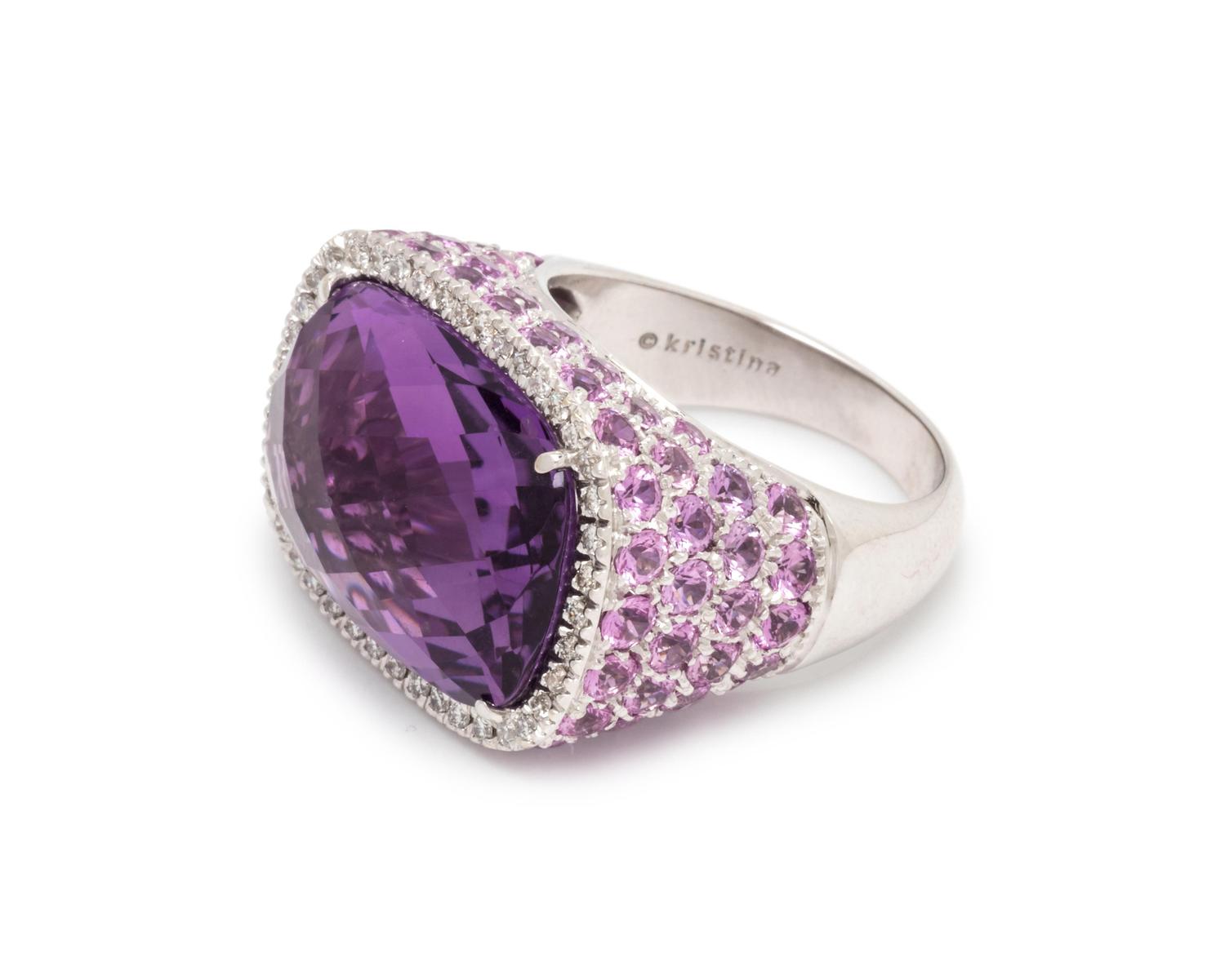 AMETHYST, PINK SAPPHIRE AND DIAMOND RING
