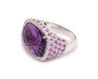AMETHYST, PINK SAPPHIRE AND DIAMOND RING