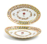 A Pair of Worcester Porcelain Trays Width 9 inches. — EARLY 19TH CENTURY