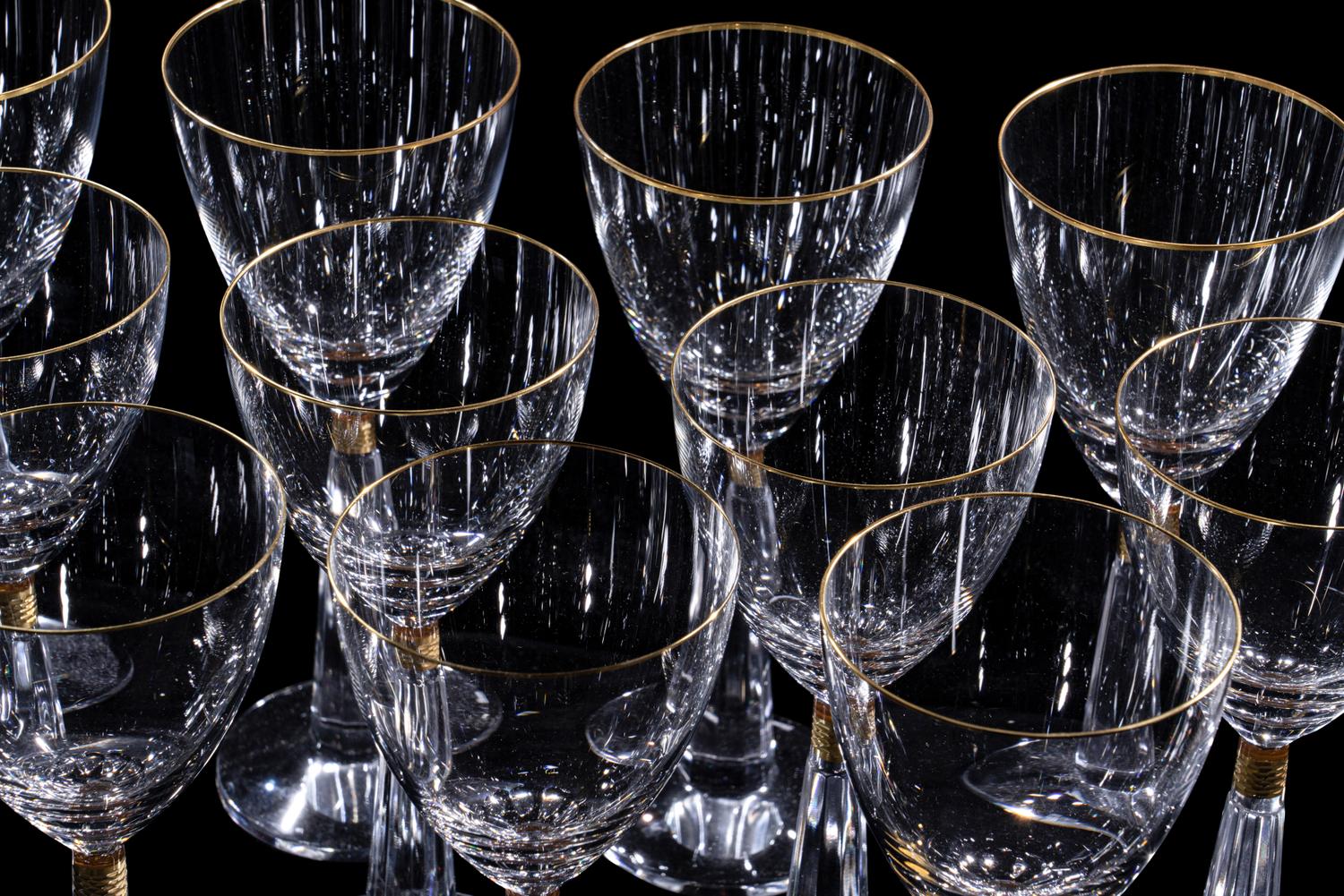 A Moser Casanova Gold Glass Stemware Service