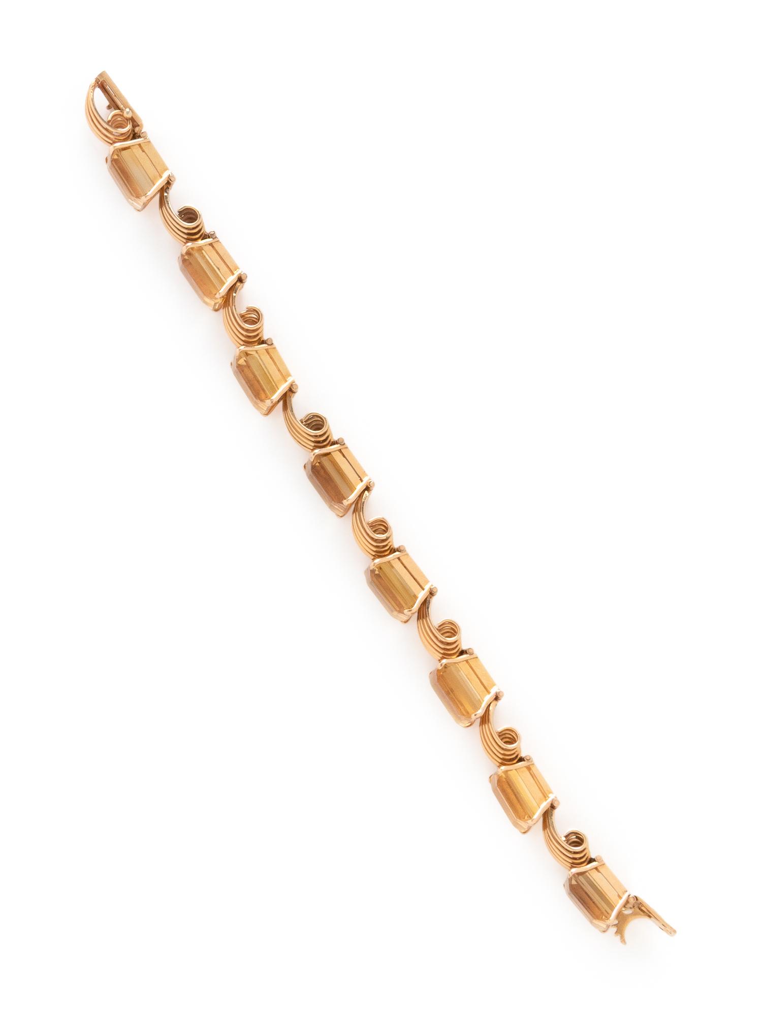 RETRO, YELLOW GOLD AND CITRINE BRACELET