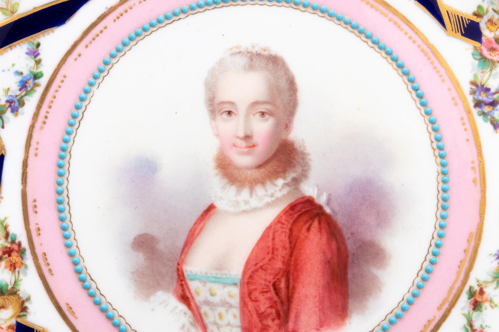 A Set of Twelve Sèvres Style Porcelain Plates Depicting Courtiers