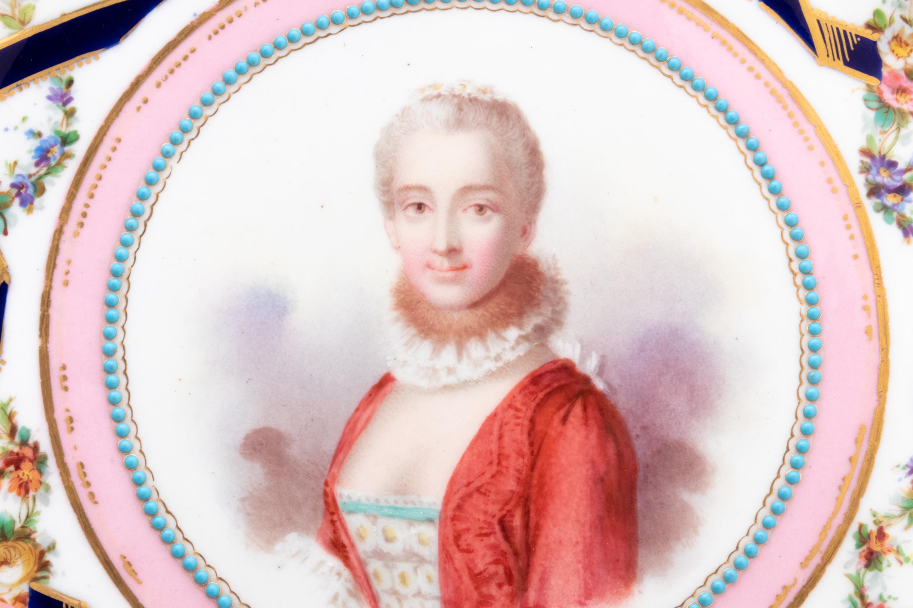A Set of Twelve Sèvres Style Porcelain Plates Depicting Courtiers