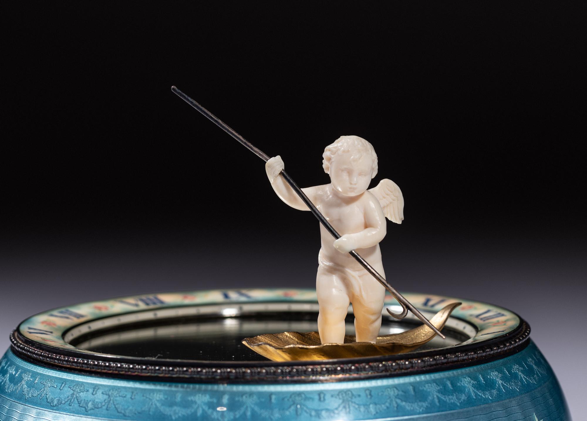 A Swiss Enameled Silver Figural Mystery Clock, Hase