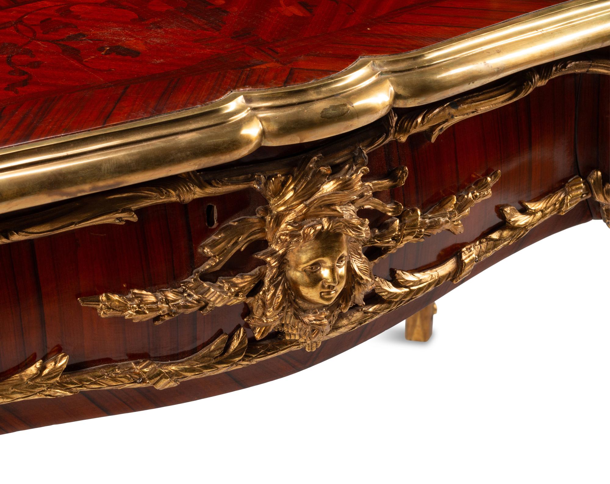 A Louis XV Style Gilt Bronze Mounted Kingwood Bureau Plat