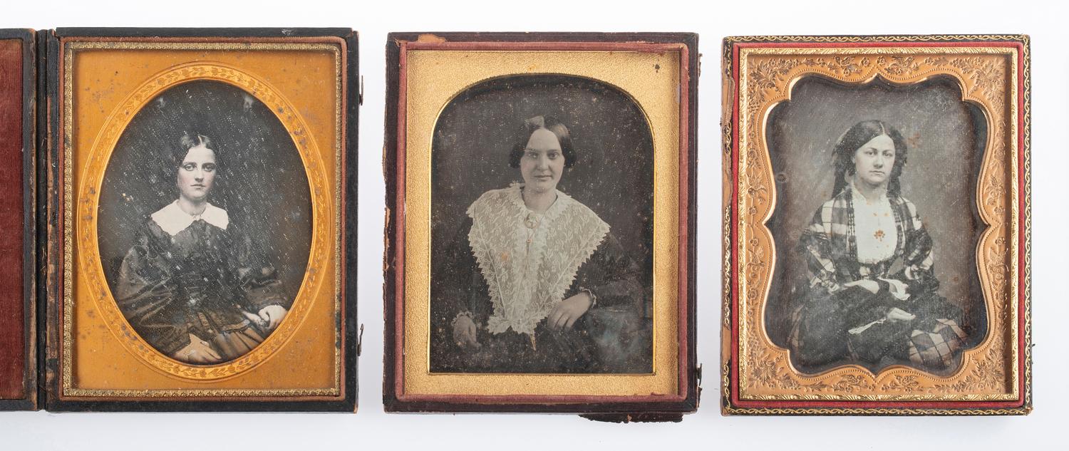 [EARLY PHOTOGRAPHY]. A group of 9 half plate daguerreotypes of women, including: