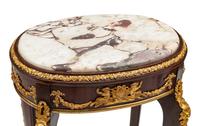 A Pair of Louis XV Style Gilt Bronze Mounted Marble-Top Side Tables