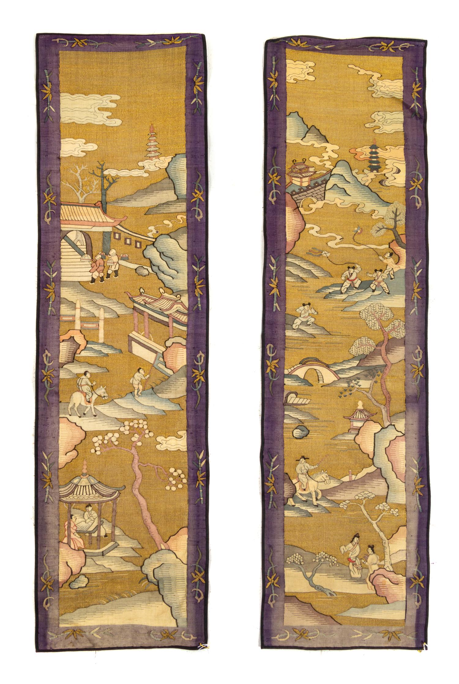 Four Kesi Silk Hanging Scrolls