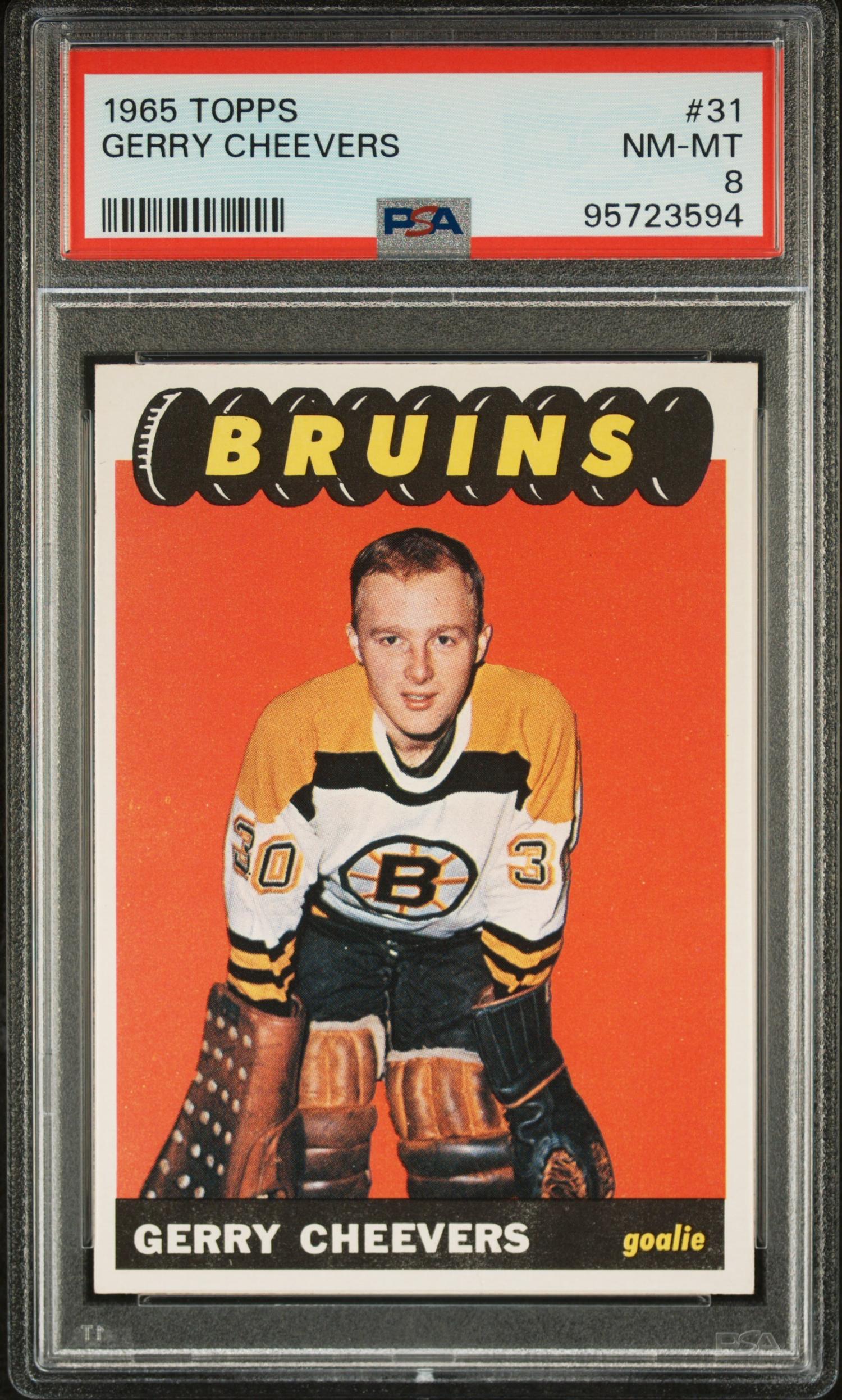 A 1965 Topps Gerry Cheevers Rookie Hockey Card No. 31 (PSA 8 NM-MT)