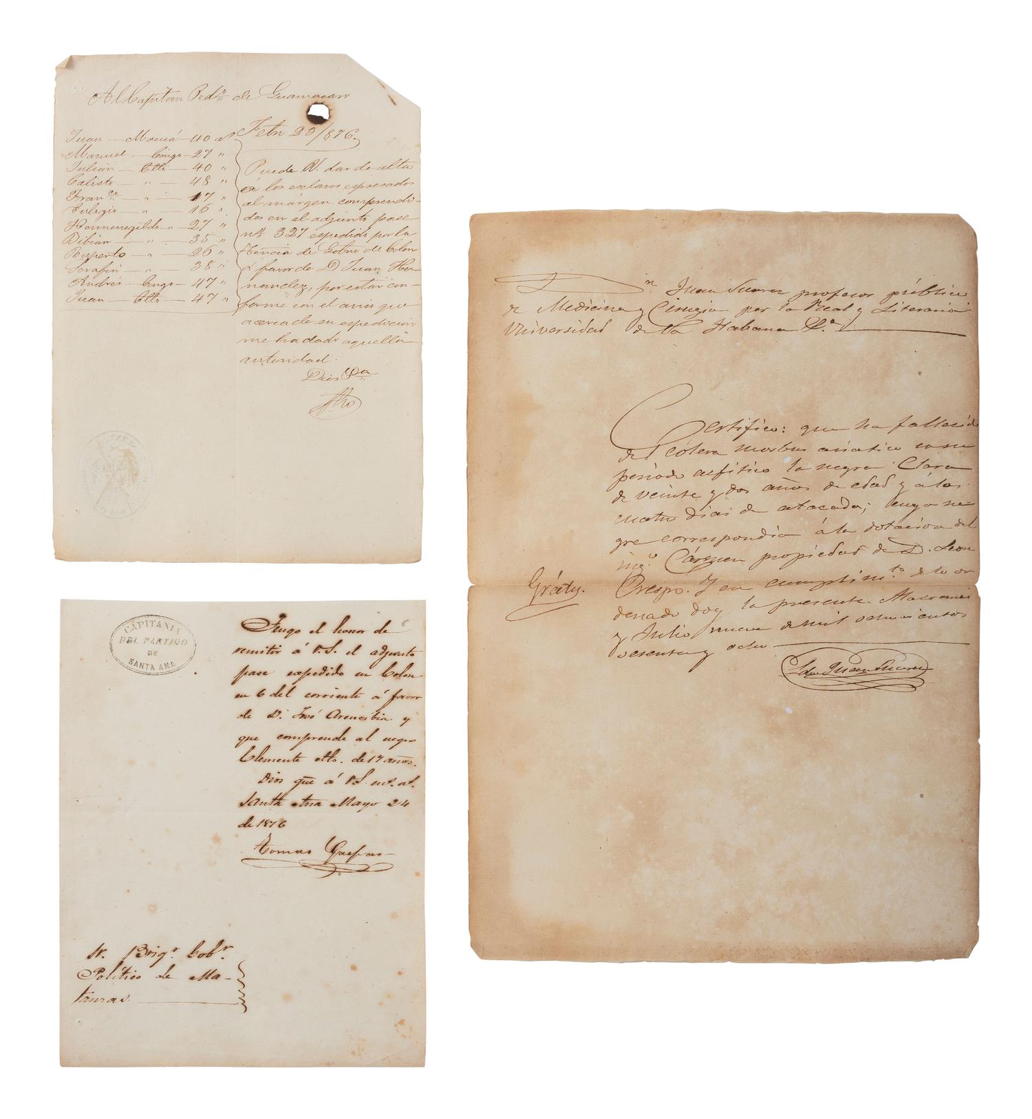 [ENSLAVEMENT & ABOLITION]. A group of 29 assorted Cuban documents, some involving enslaved persons.