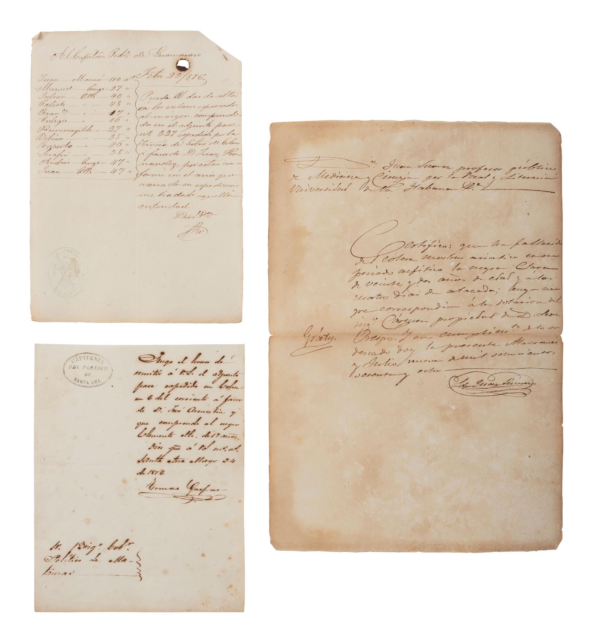 [ENSLAVEMENT & ABOLITION]. A group of 29 assorted Cuban documents, some involving enslaved persons.