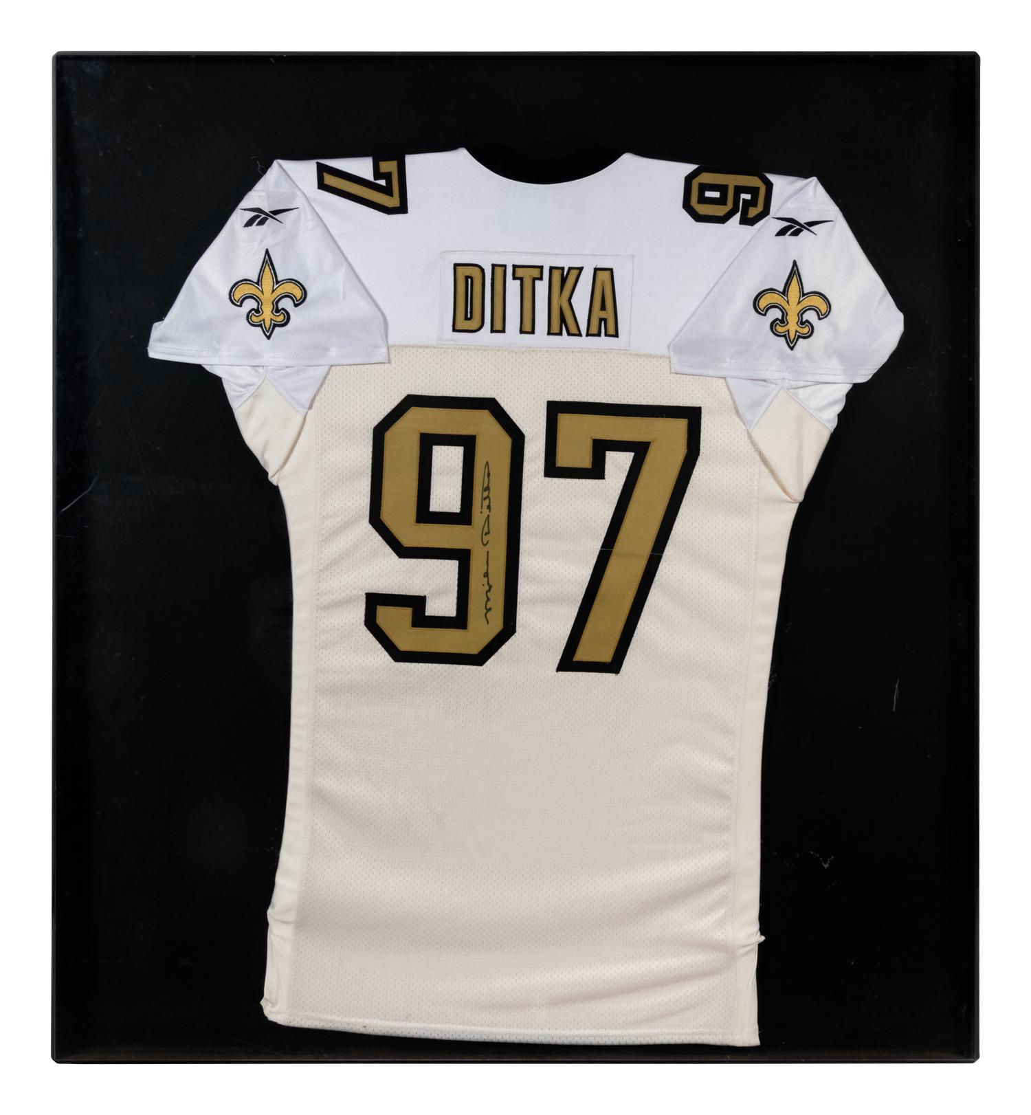 A Mike Ditka Signed Autograph New Orleans Saints Jersey Presentation Formerly Displayed at Mike Ditka’s Restaurant