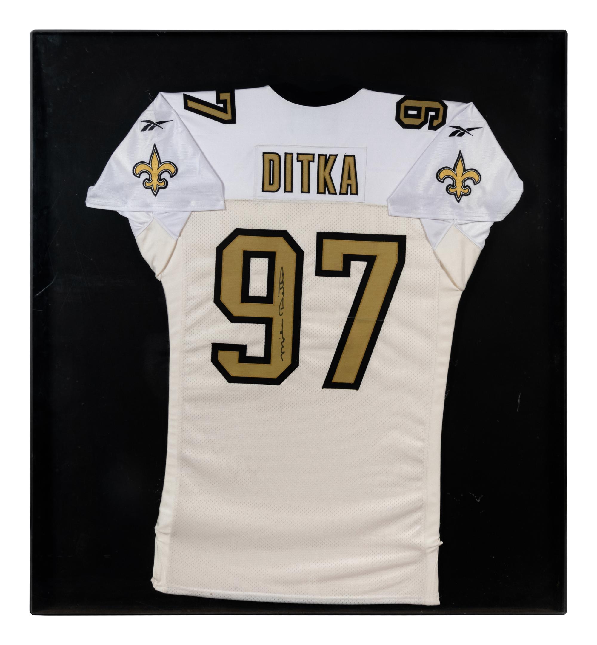 A Mike Ditka Signed Autograph New Orleans Saints Jersey Presentation Formerly Displayed at Mike Ditka’s Restaurant