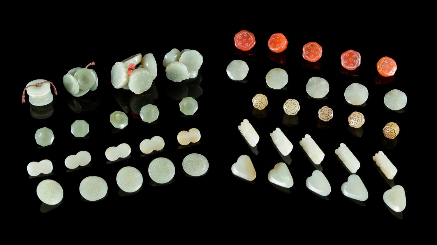 Sixty Carved Jade and Agate Buttons — 19TH-20TH CENTURY