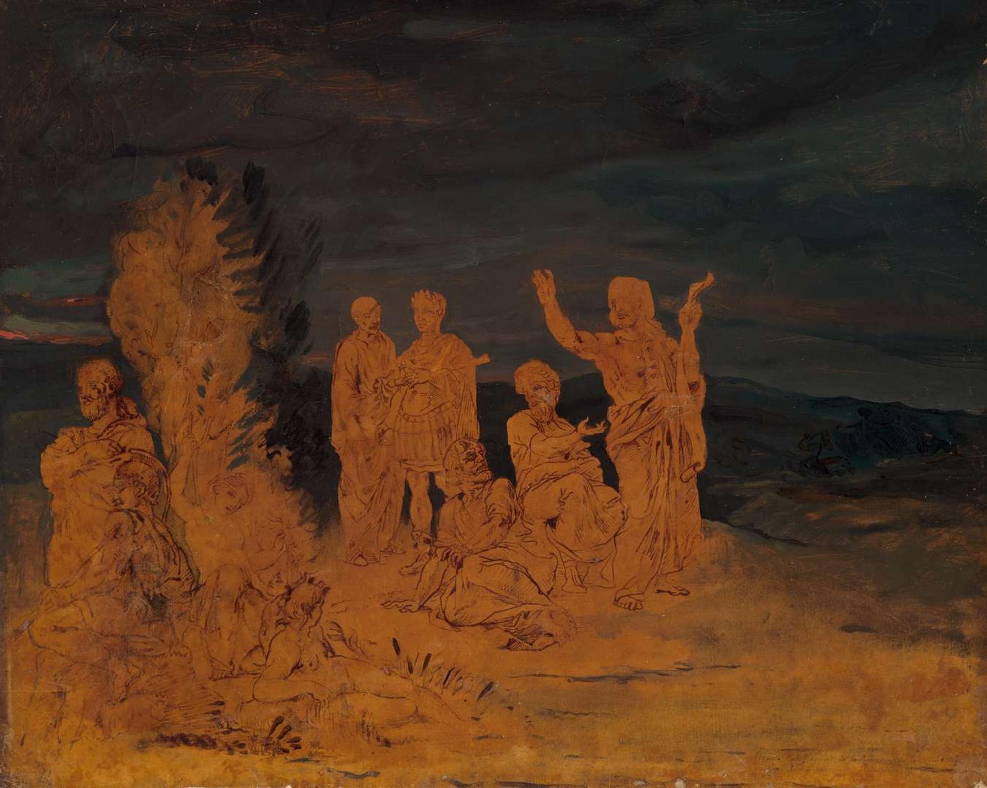 Eugène Delacroix (French, 1798-1863) - Groupe des Romains Illustres (Study for the Library of Palais du Luxembourg)