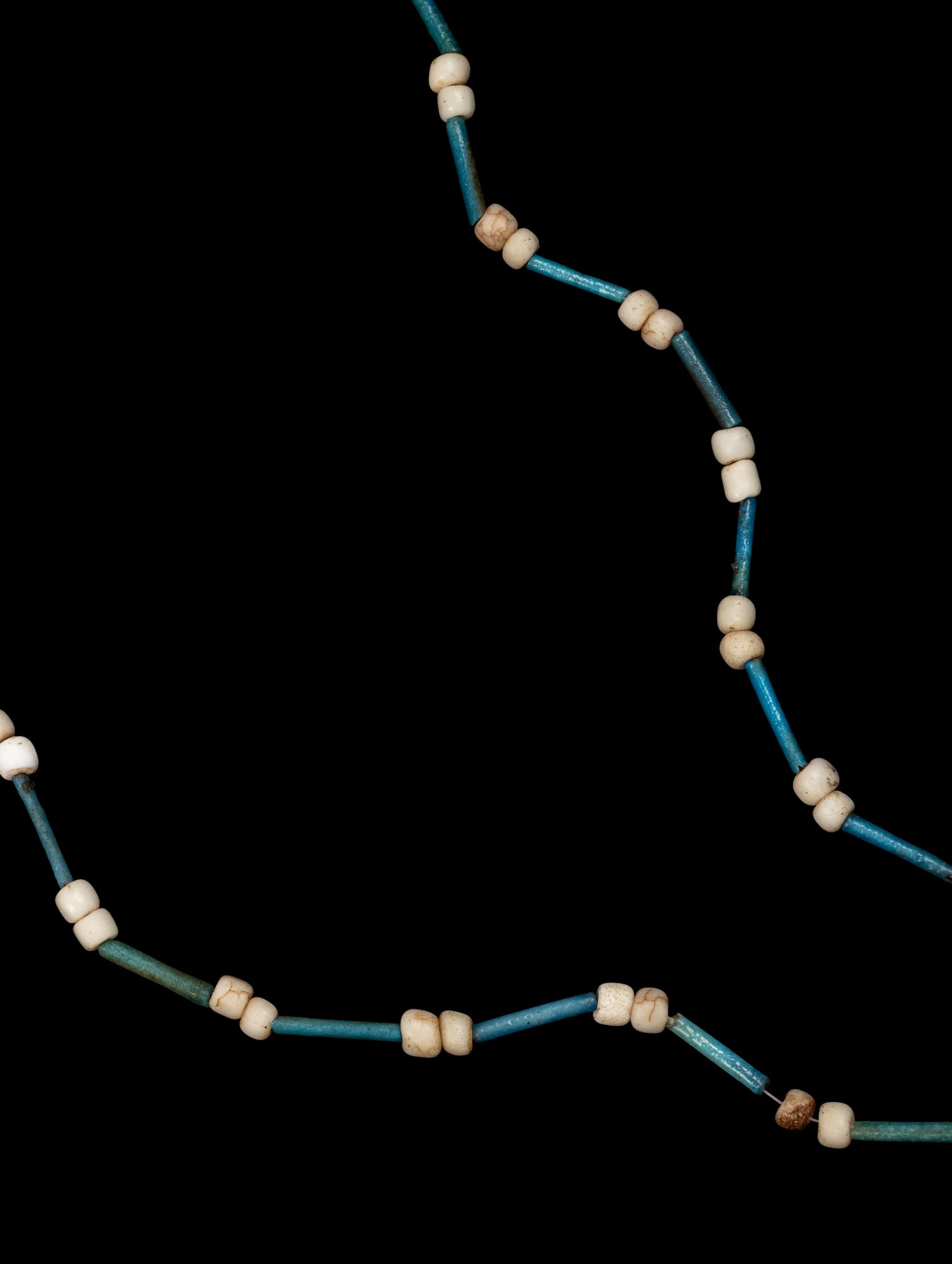 An Egyptian Faience Scarab Necklace