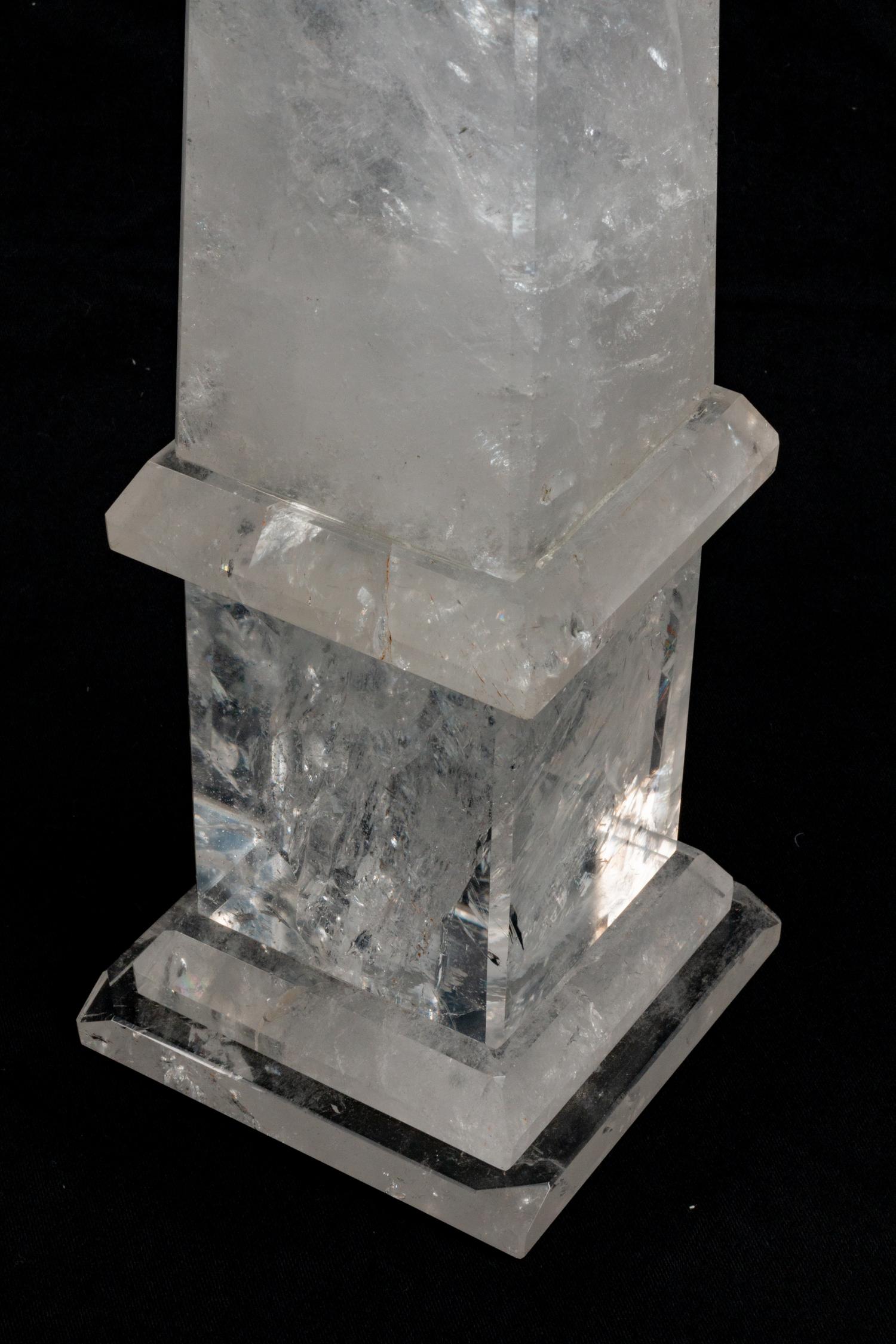 A Pair of Neoclassical Style Rock Crystal Obelisks