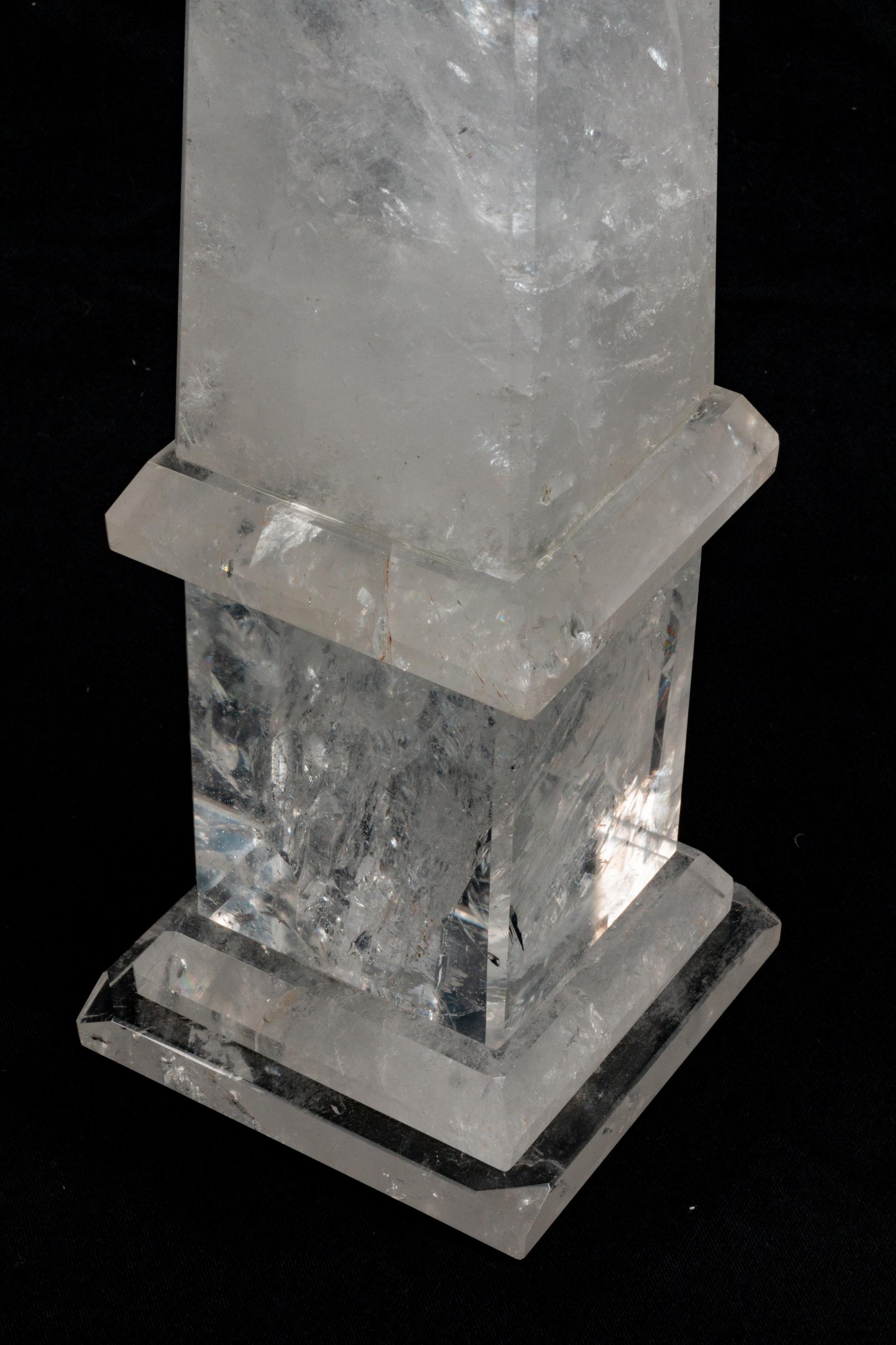 A Pair of Neoclassical Style Rock Crystal Obelisks