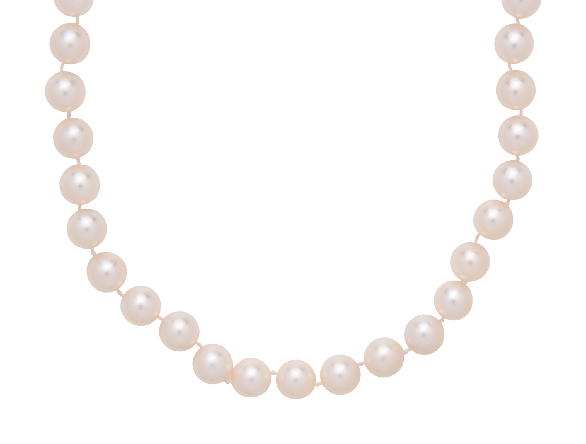 PAIR OF CULTURED PEARL AND DIAMOND NECKLACES