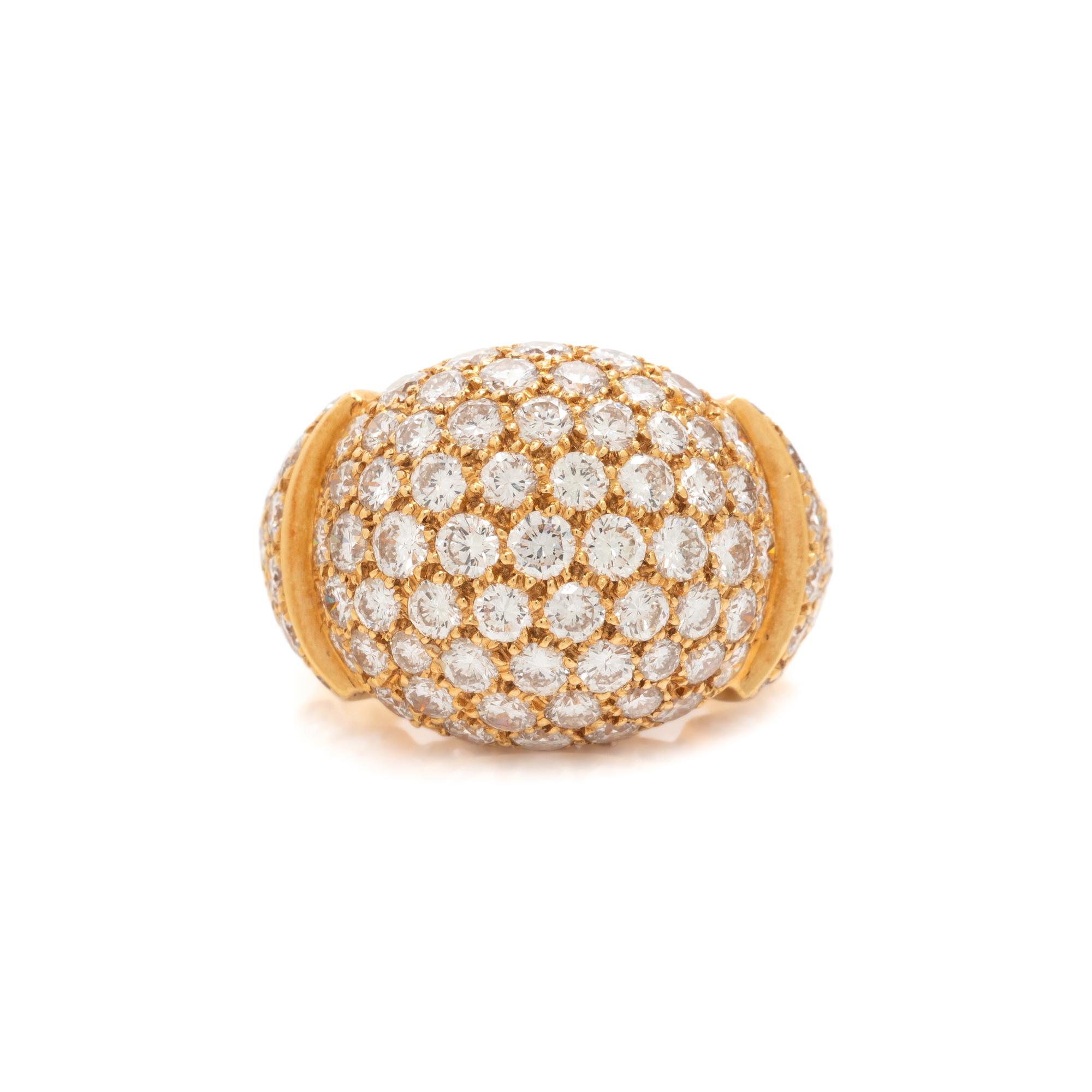 CARTIER, YELLOW GOLD AND DIAMOND BOMBÉ RING